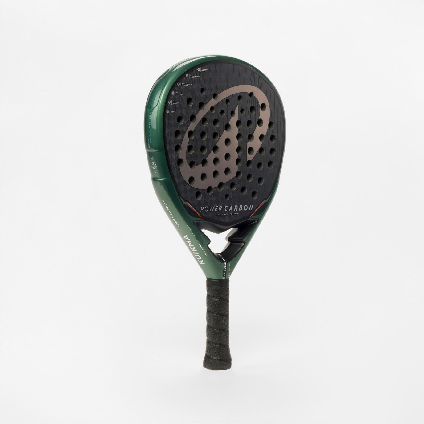 راکت پدل بزرگسال دکتلون Decathlon Adult Padel Kuikma Power Carbon – مشکی/سبز — تصویر ۲