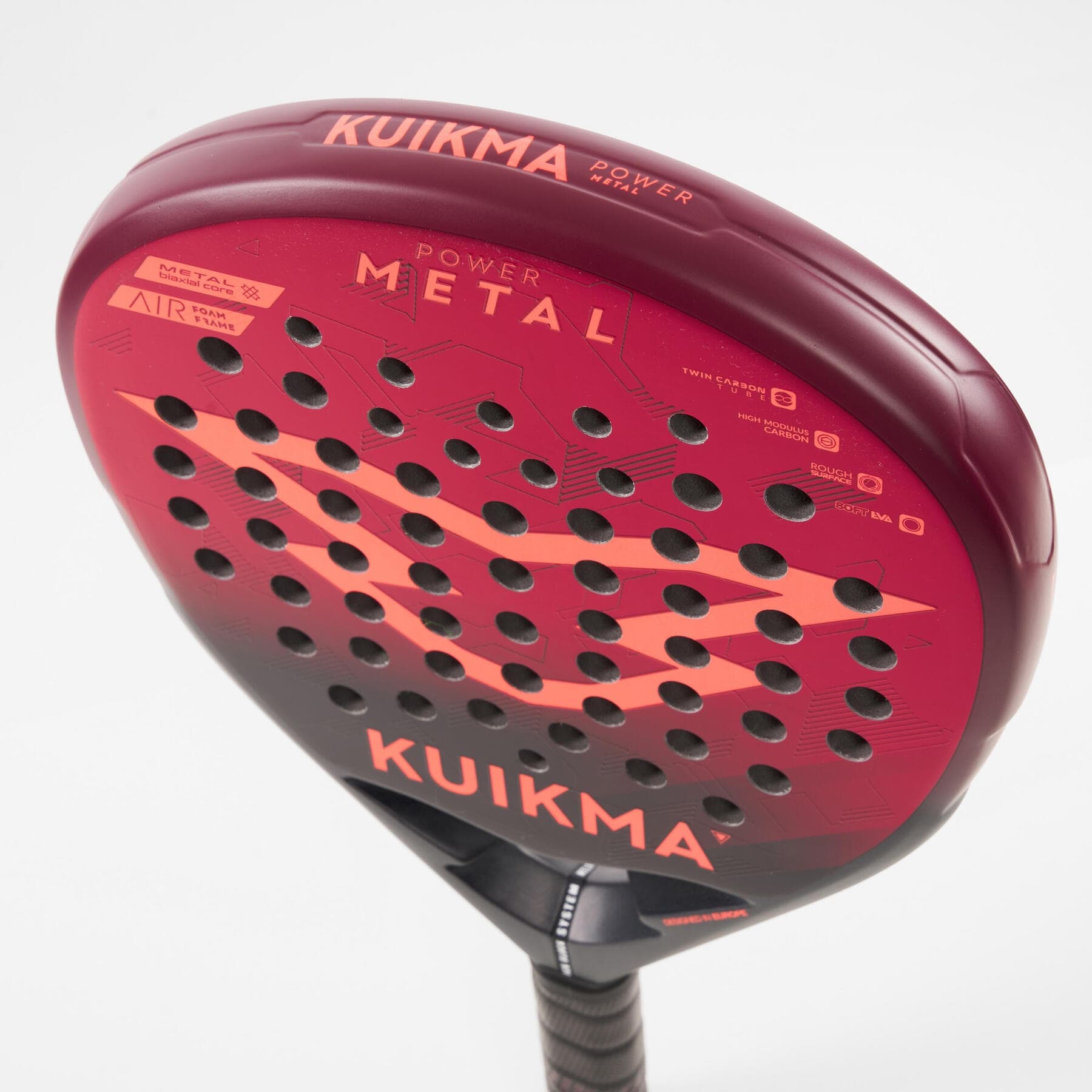 راکت پدل بزرگسال دکتلون Decathlon Adult Padel Kuikma Power Metal – زرشکی — تصویر ۵