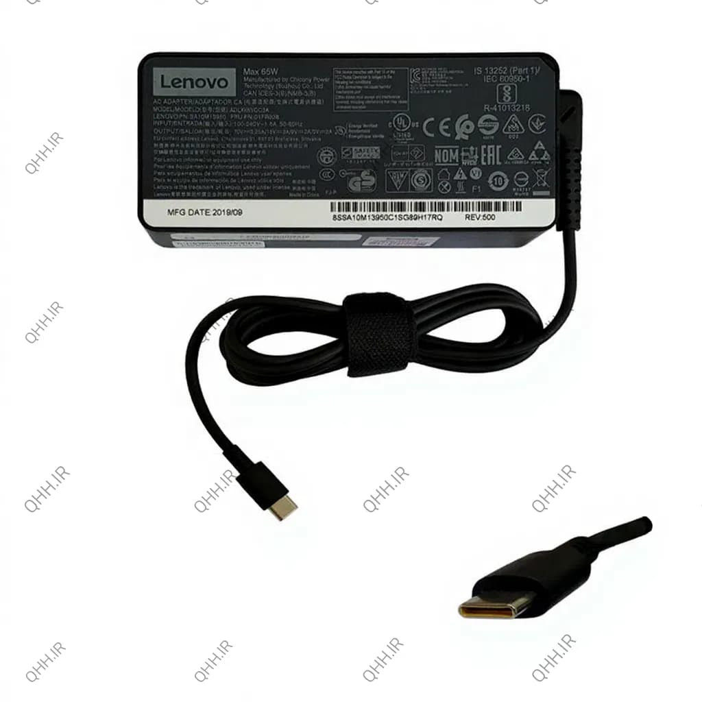آداپتور لپ تاپ لنوو 20V 3.25A_15V 3A_9V 2A_5V 2A Type C_Gimo Plus مستطیلی