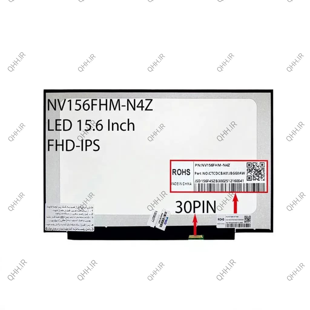 ال ای دی لپ تاپ 15.6 NV156FHM-N4Z نازک مات 30 پین FHD-IPS بدون جای پیچ 350x216x3.2mm — تصویر ۶