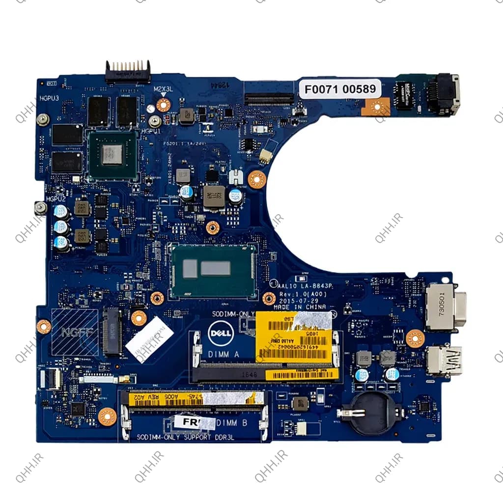 مادربرد لپ تاپ دل Inspiron 5558 CPU-I5-5200U_AAL10_LA-B843P گرافیک دار-با VGA