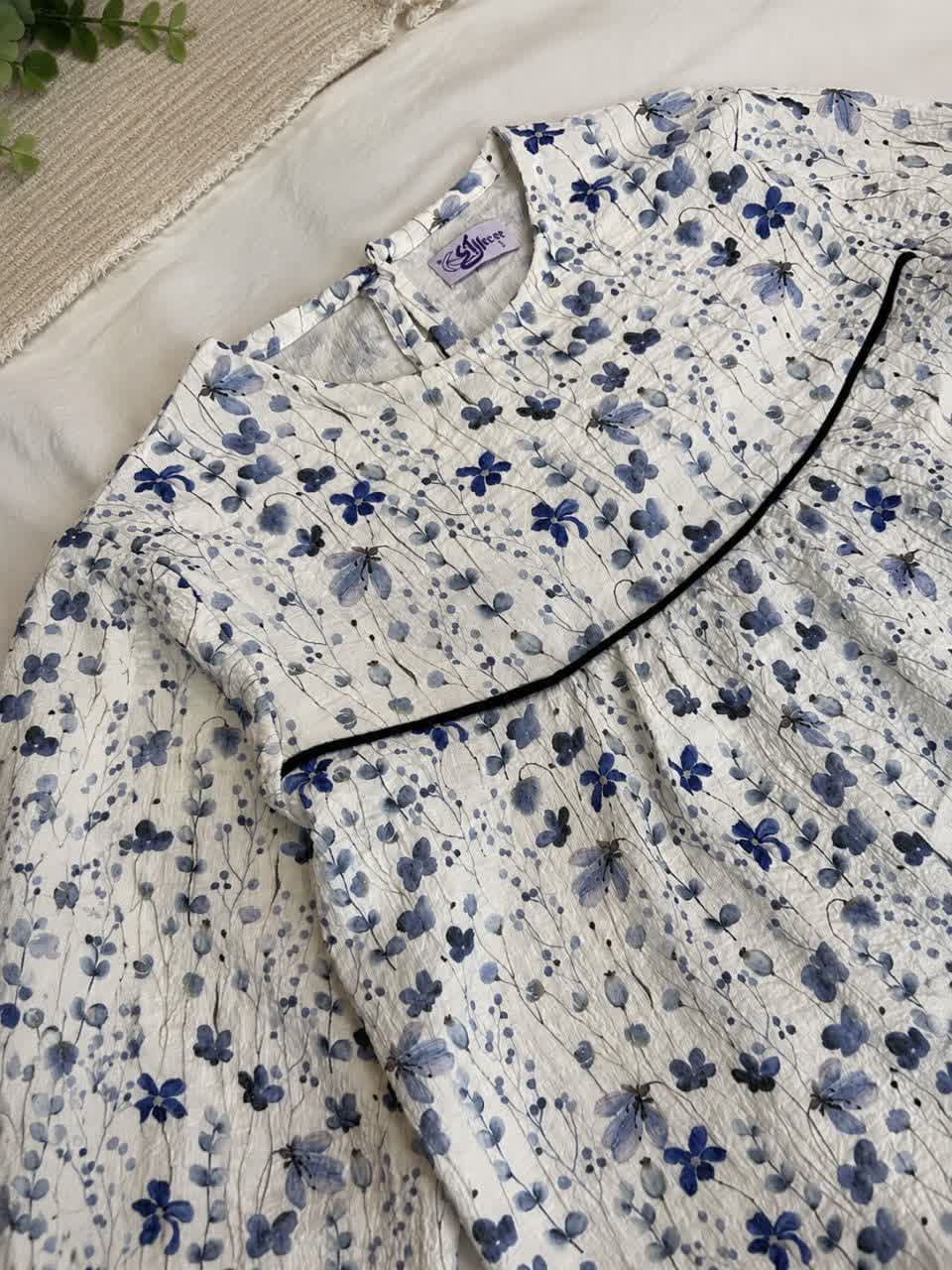 ست تونیک و شلوار دخترانه مدل آیناز 🌸 | جنس ینزی و لنین (خنک، سبک و مناسب سن تکلیف) — تصویر ۶