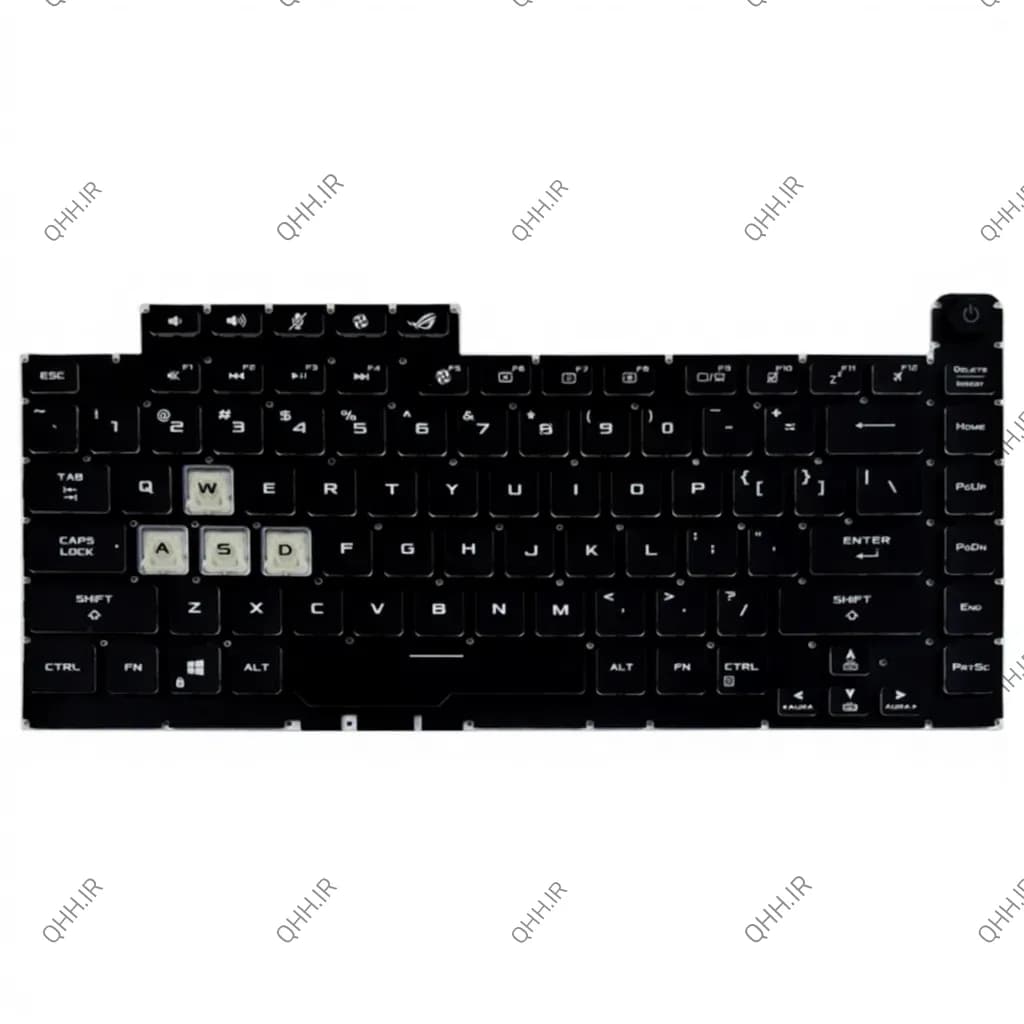 کیبرد لپ تاپ ایسوس ROG Strix G531G مشکی-اینترکوچک-بابک لایت-بدون فریم با کلید پاور — تصویر ۳