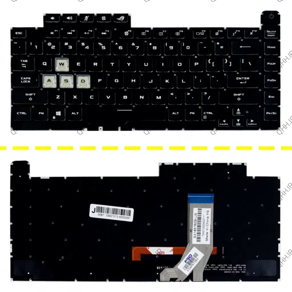 کیبرد لپ تاپ ایسوس ROG Strix G531G مشکی-اینترکوچک-بابک لایت-بدون فریم با کلید پاور