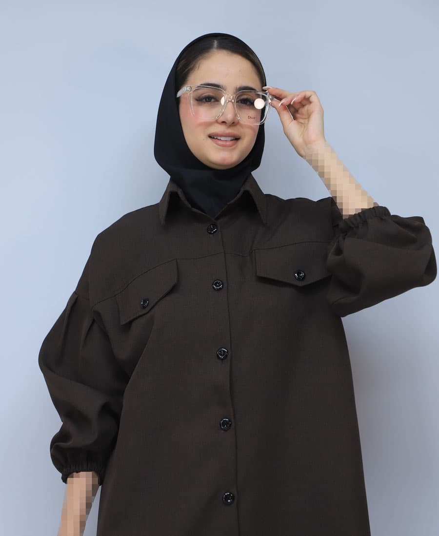 مانتو| مدل مانتو دانشجویی آیسان کد 1655 – قهوه ای — تصویر ۲
