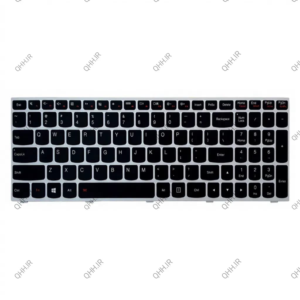 کیبرد لپ تاپ لنوو IdeaPad G50-70 مشکی-با بک لایت-با فریم نقره ای — تصویر ۳