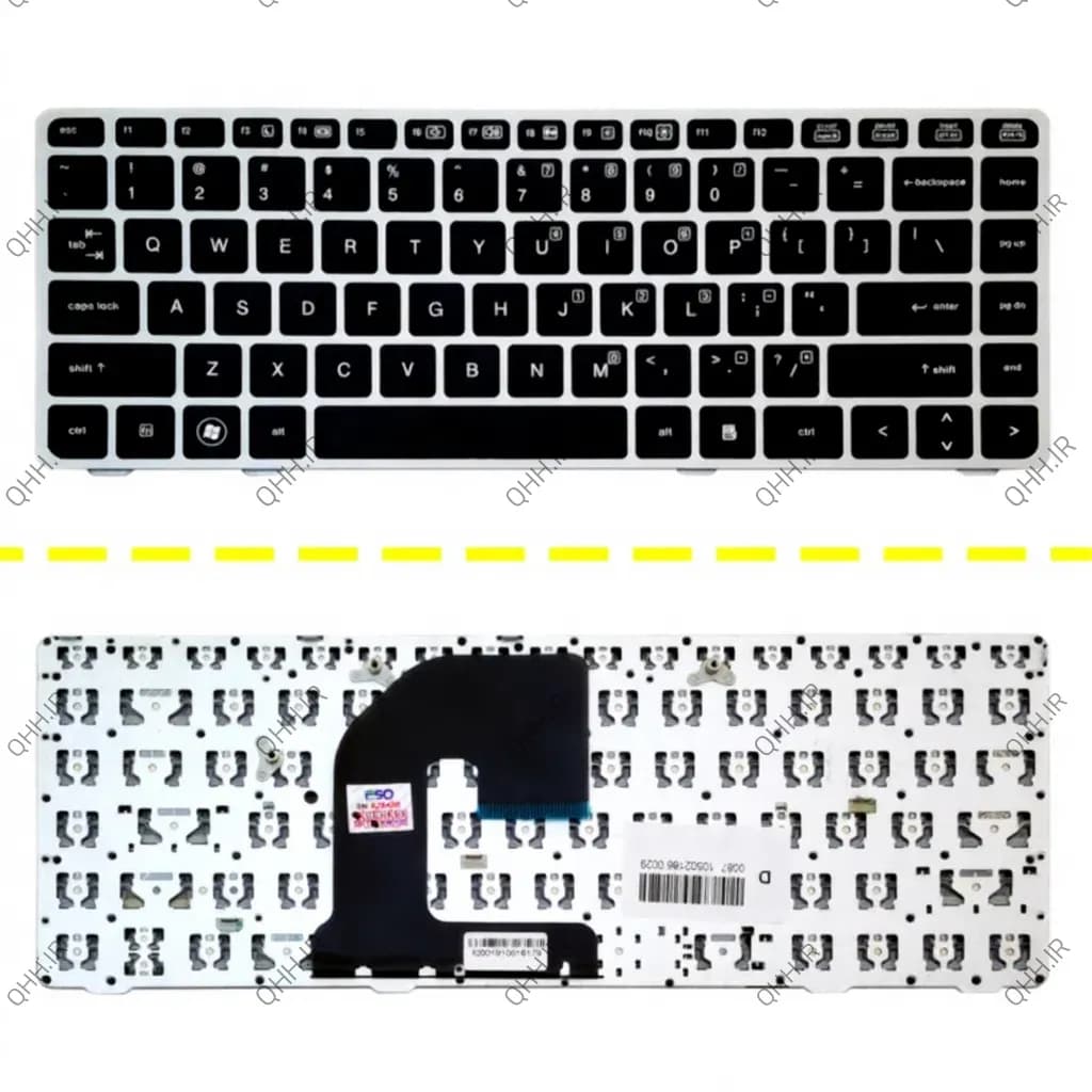 کیبرد لپ تاپ اچ پی EliteBook 8460B-6460B مشکی-بدون موس با فریم نقره ای