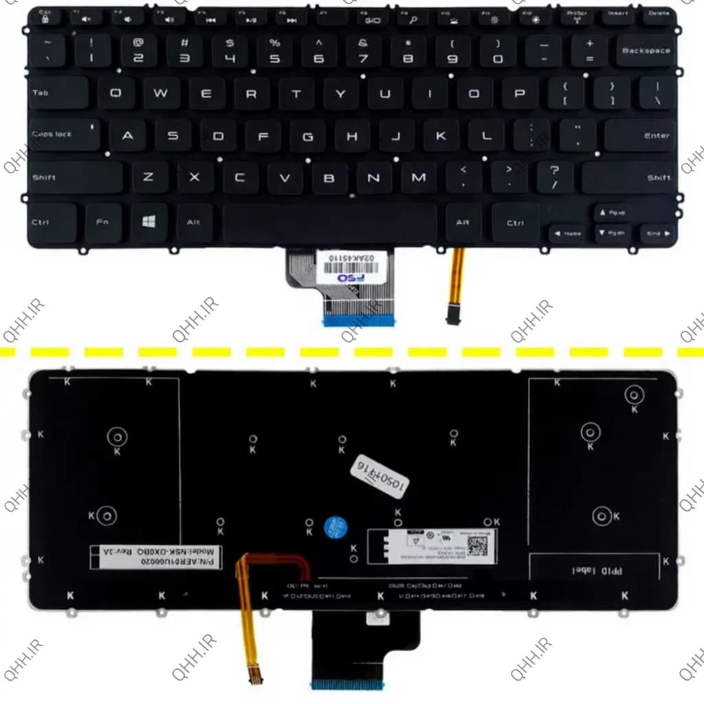 کیبرد لپ تاپ دل XPS 15 9530 مشکی-اینترکوچک-بابک لایت-بدون فریم