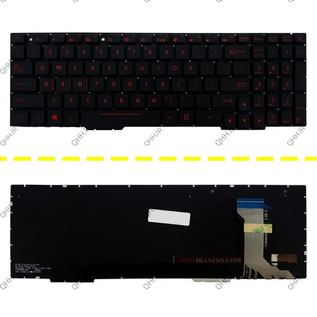 کیبرد لپ تاپ ایسوس GL553-FX553 مشکی-اینترکوچک-با بک لایت و کلید پاور