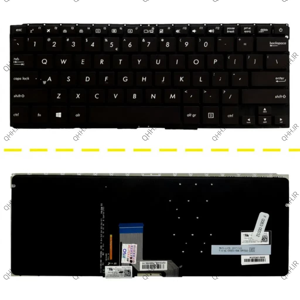 کیبرد لپ تاپ ایسوس ZenBook UX310 مشکی-اینترکوچک-بابک لایت-بدون فریم با کلید پاور — تصویر ۲