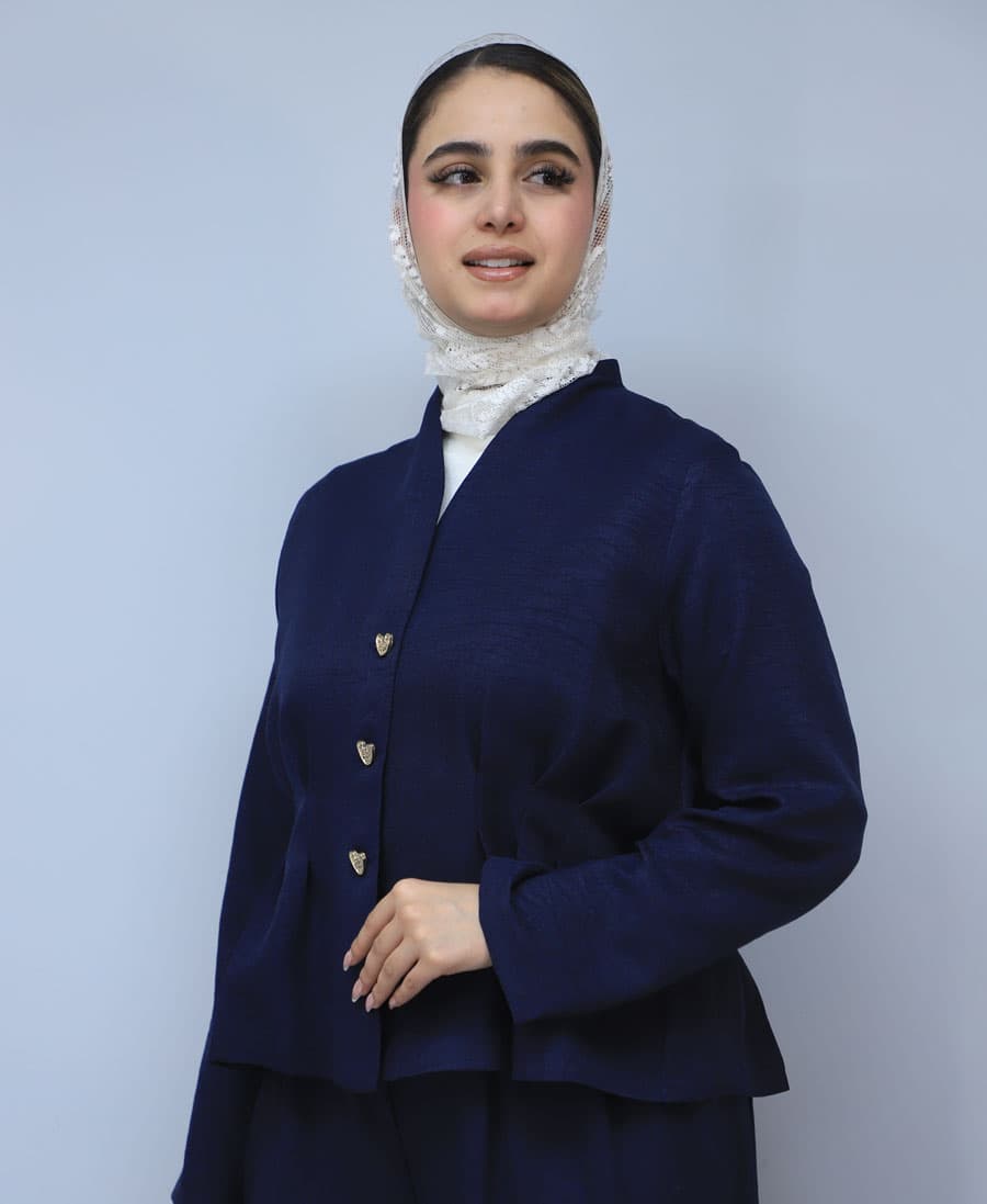 ست | مدل ست کت و شلوار ساعت شنی لاولی کد 1651 – سرمه ای — تصویر ۳