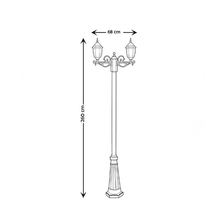 چراغ پارکی دو شعله 2.60 متری شفق مدل بینالود سهند 6084 — تصویر ۲