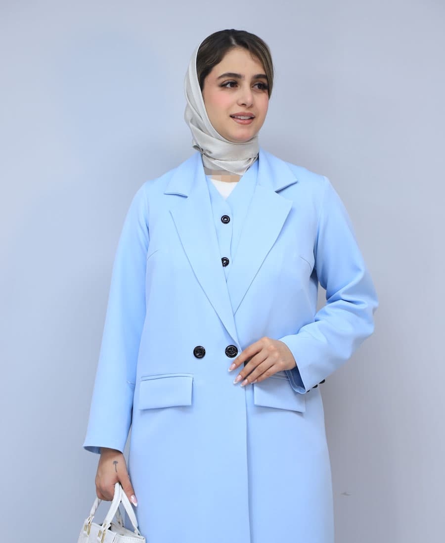 کت | مدل کت بلند مادام کد 1578 – آبی آسمانی — تصویر ۳