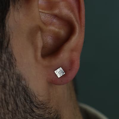 پیرسینگ نقره مربع دفورمه — تصویر ۲