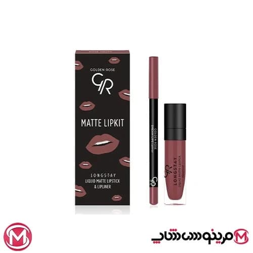 کیت رژ لب مایع و مداد لب مات گلدن رز مدل Rose Taupe — تصویر ۲