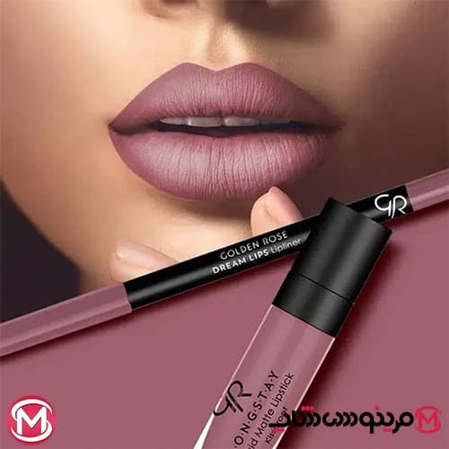کیت رژ لب مایع و مداد لب گلدن رز مدل Blush Pink | با رنگ صورتی — تصویر ۶
