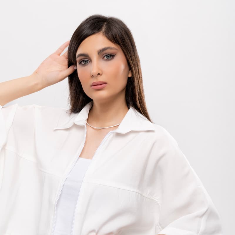 تیشرت کیمونو زنانه کد T271 | تمام زیپ سیلک ریزشی با قواره باکسی اورسایز — تصویر ۴