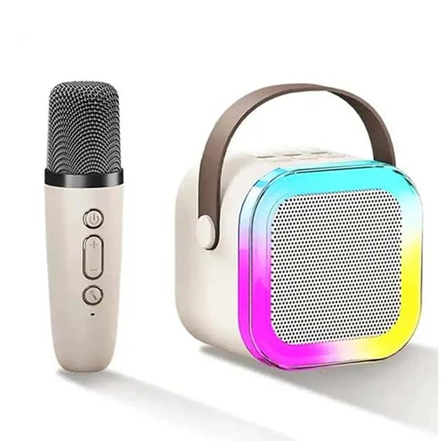 اسپیکر بلوتوث K12 + دو میکروفن بی سیم — تصویر ۲