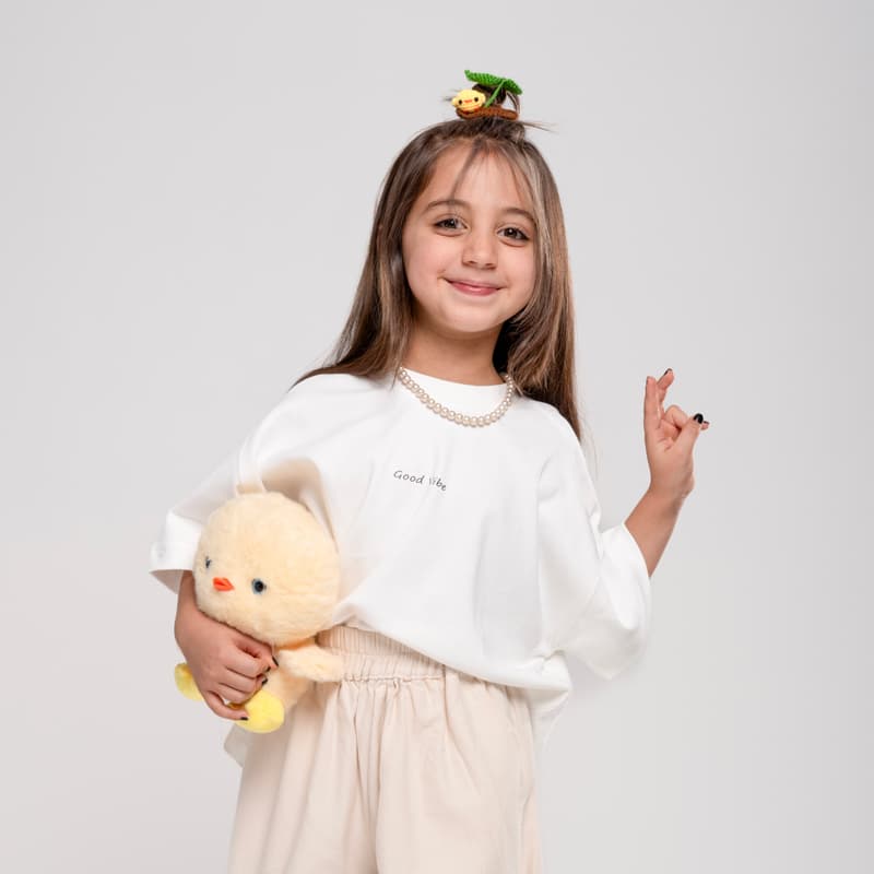 تیشرت بچگانه مدل کراپ گود وایب کد KIDS1 + پنبه دورو