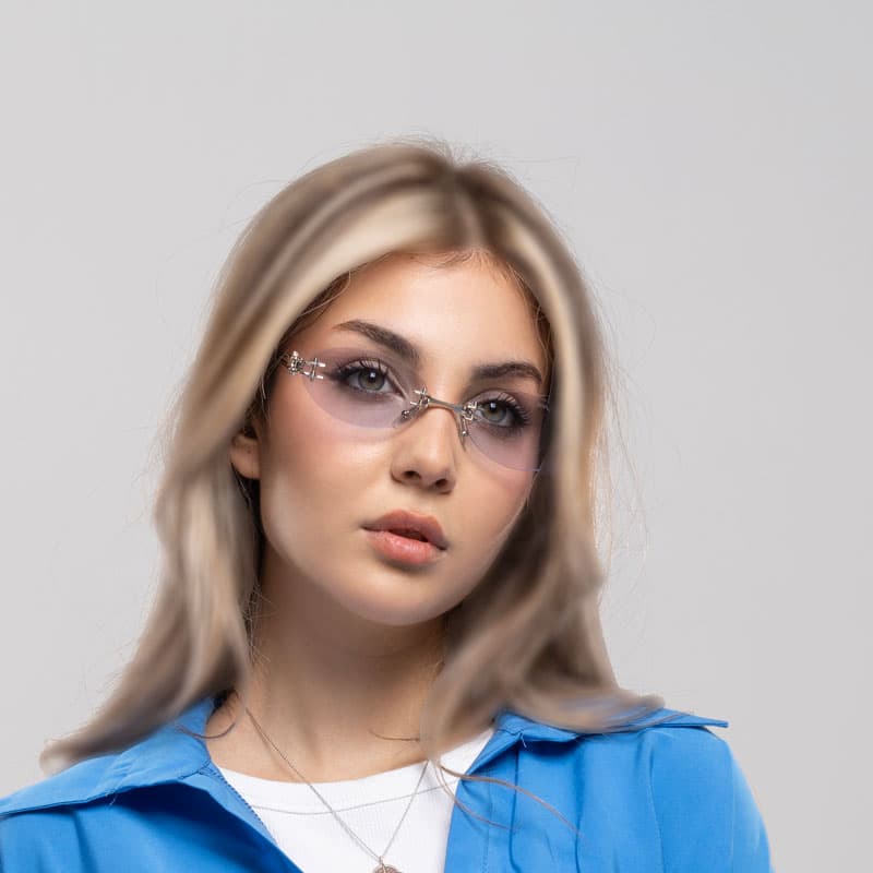 عینک زنانه جنتل مانستر فریم لس کد EYN43 | عینک بلوکات نقره‌ای با کیفیت مسترکوالیتی — تصویر ۲