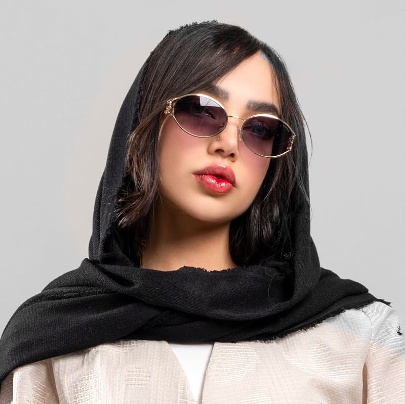 عینک دودی زنانه لووه طلایی کد EYN41 + عینک بیضی فشن با لنز UV400 — تصویر ۲