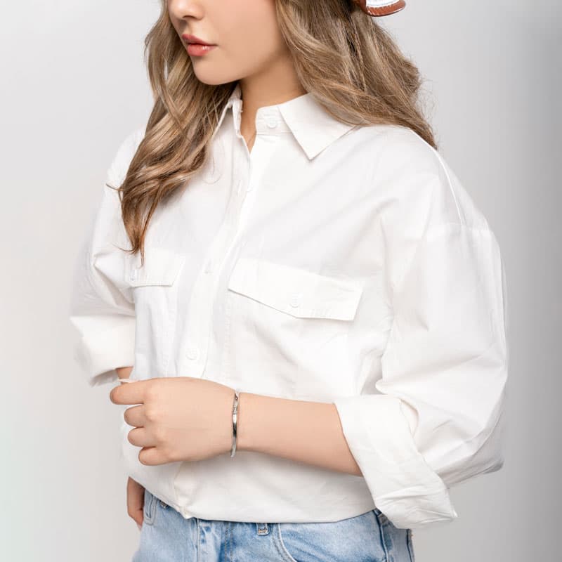 شومیز آستین بلند زنانه کتان کد SHOM28 — تصویر ۳