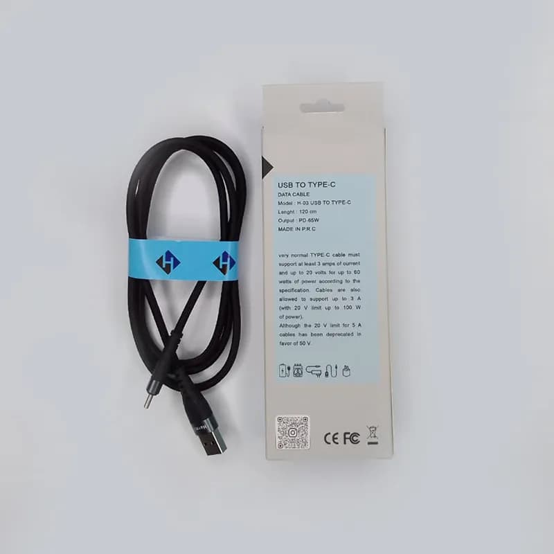 کابل فست شارژ 5 آمپر USB To Type-c مدل H-03 برند Hermit — تصویر ۲