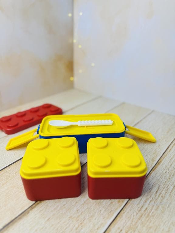 لانچ باکس و ظرف غذای دو طبقه فانتزی طرح لگویی کد 3424 — تصویر ۳
