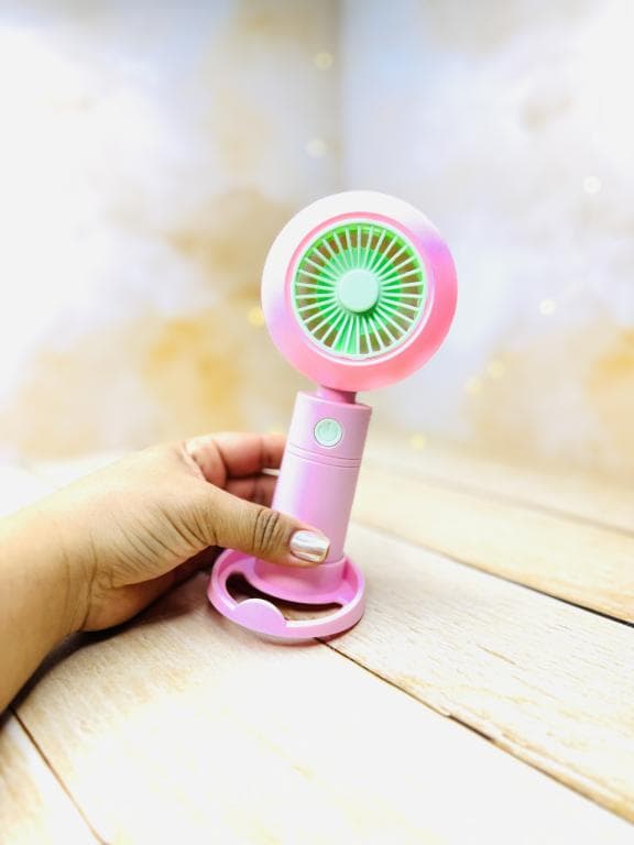 پنکه شارژی فانتزی چراغ دار تپل استند دار HQ66-33کد 3375 — تصویر ۳