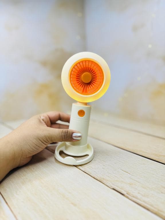 پنکه شارژی فانتزی چراغ دار تپل استند دار HQ66-33کد 3375 — تصویر ۷