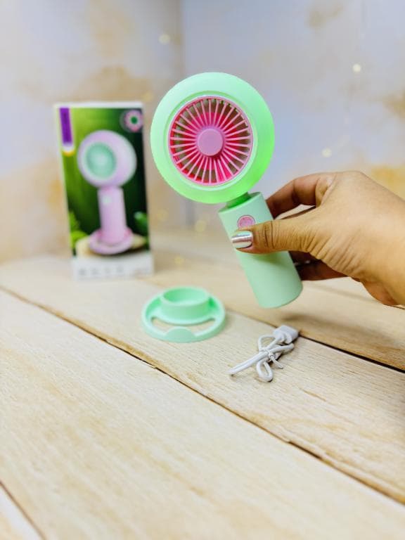 پنکه شارژی فانتزی چراغ دار تپل استند دار HQ66-33کد 3375 — تصویر ۴