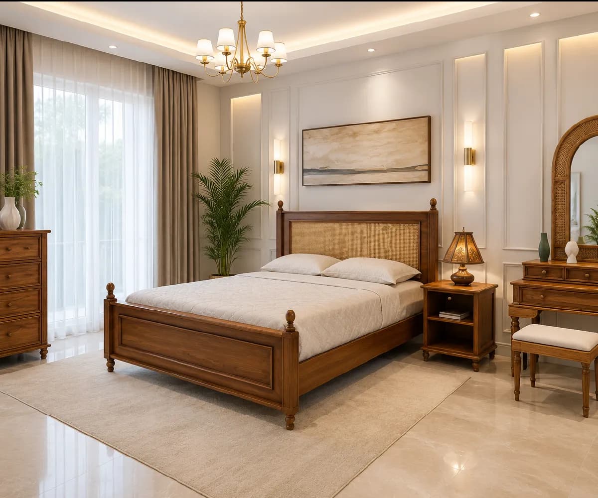 تخت خواب دو نفره مدل سرستون‌دار