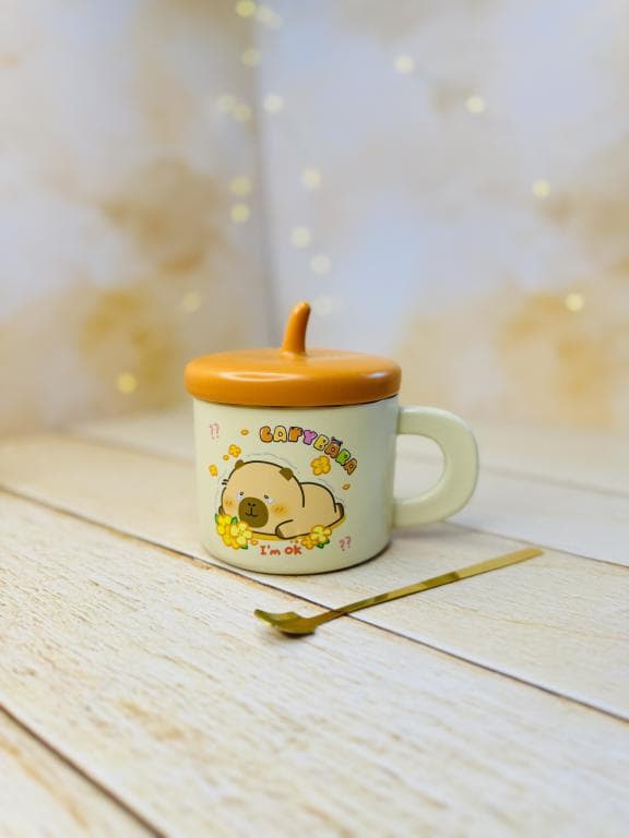 ماگ درب دار طرح کاپی بارا بلوطی کد 3331 — تصویر ۵