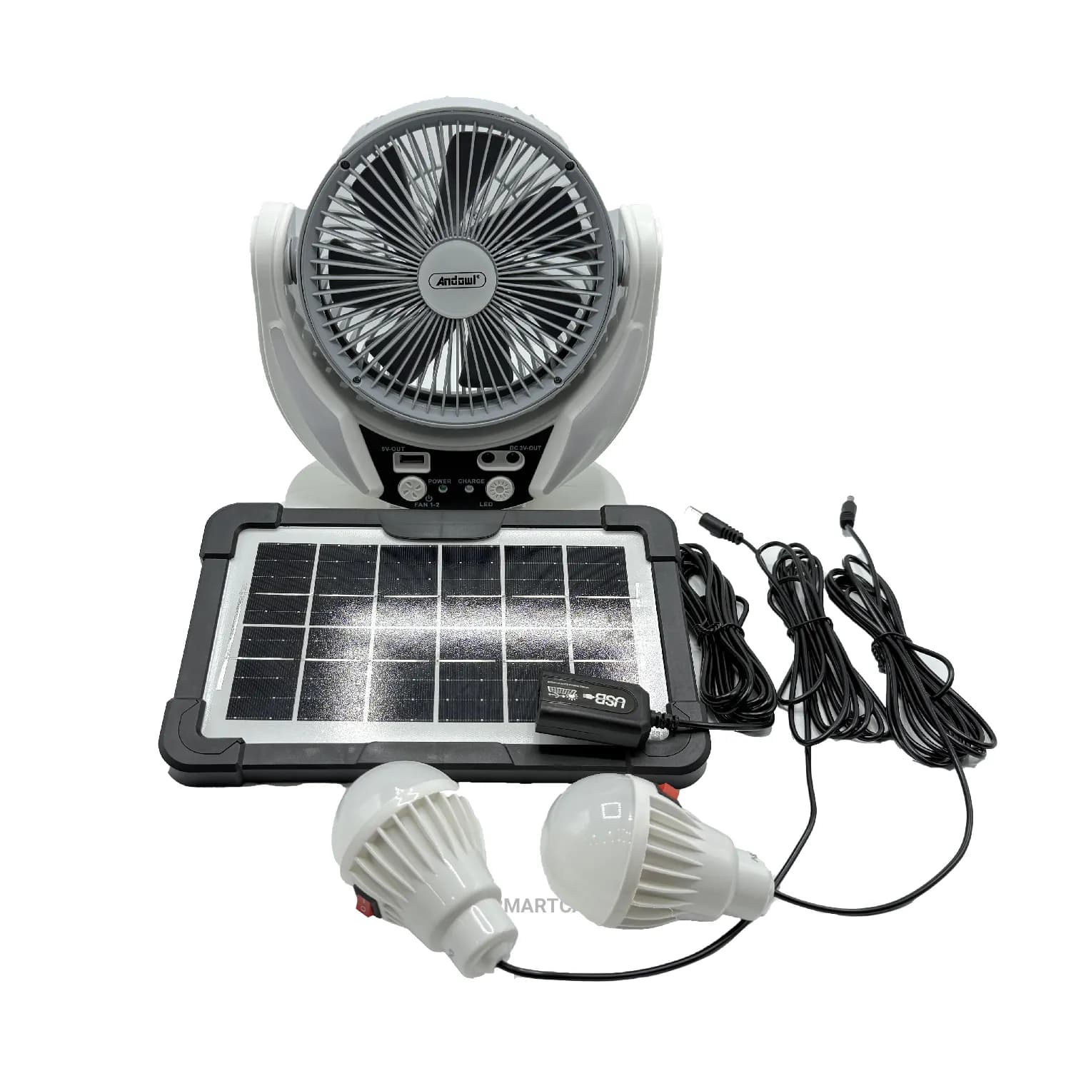 پنکه و چراغ چندمنظوره خورشیدی Andowl مدل Q-FS920 (۴ در ۱ قابل شارژ)