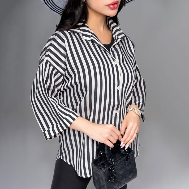 شومیز زنانه مدل پری راه راه کد SHOM03 — تصویر ۵