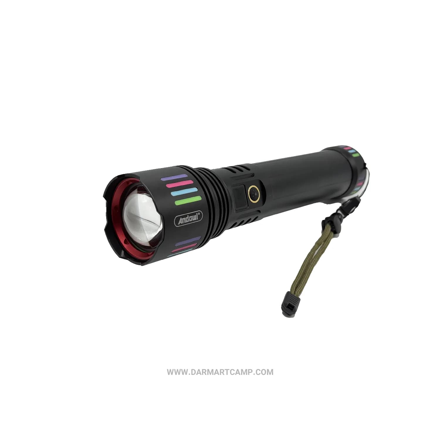 چراغ‌قوه آلومینیومی شارژی Andowl مدل L660 (نمایشگر دار، زوم‌دار)