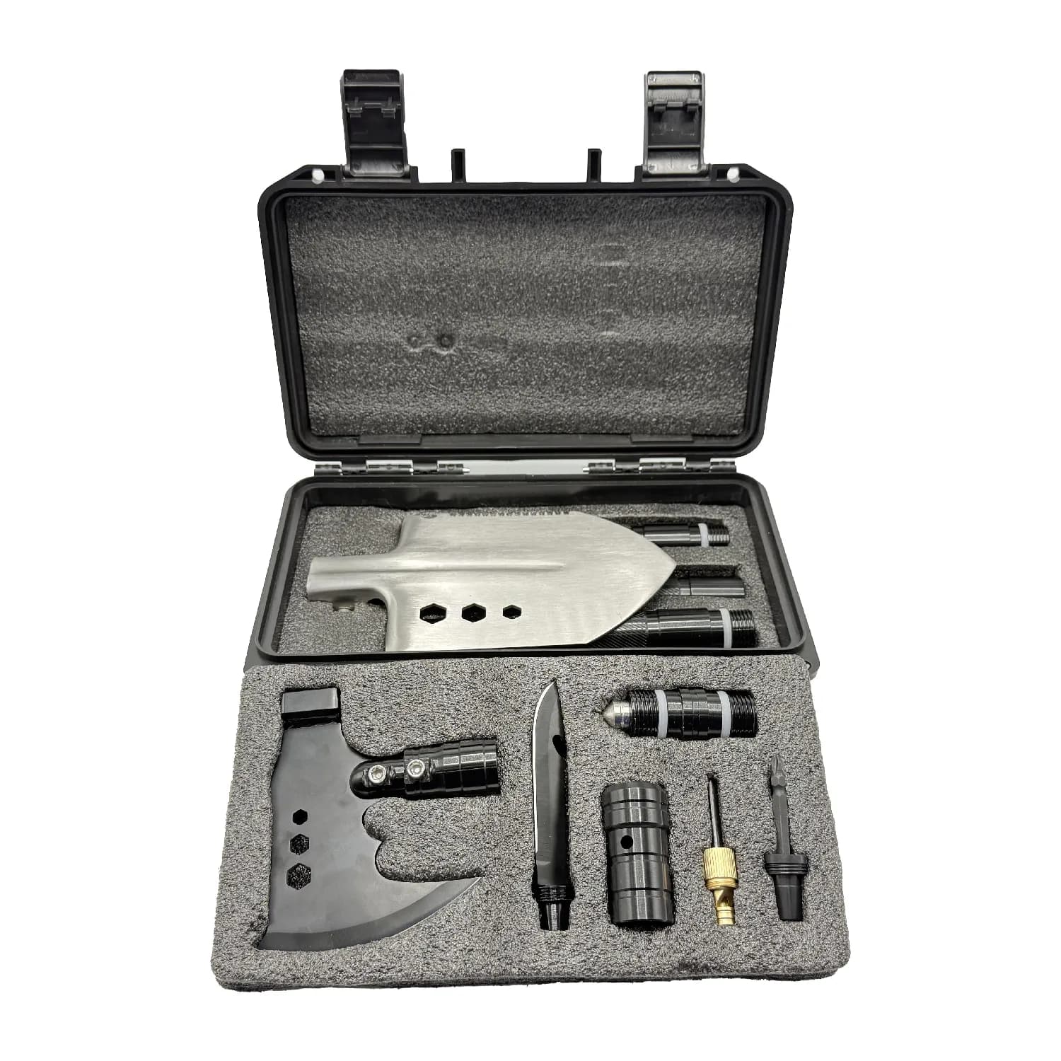 بیلچه و تبر چندکاره تاکتیکی مدل Multi-Tool Survival Set به همراه کیف سخت و قطبنما — تصویر ۳