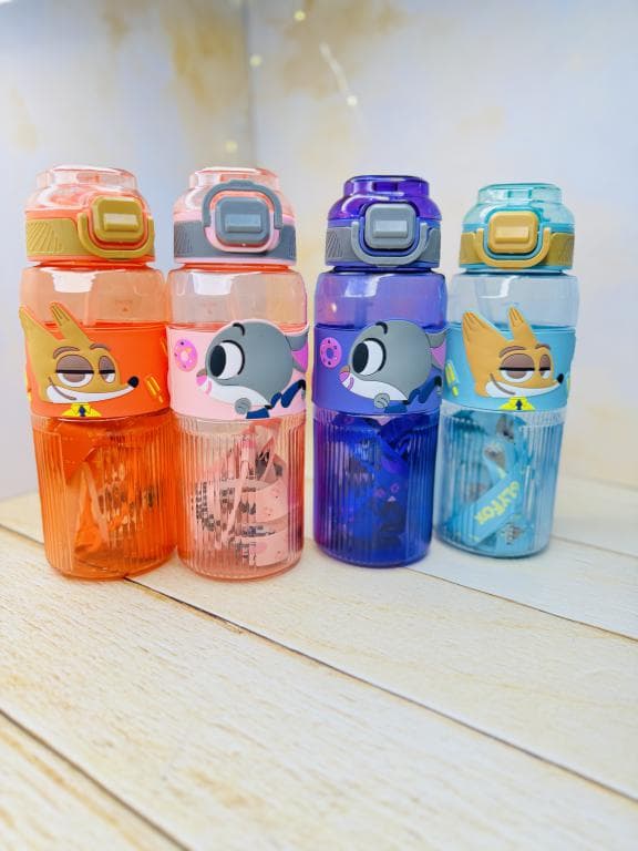 قمقمه نی دار فانتزی اکرولیک شفاف زوتوپیا کد 3272