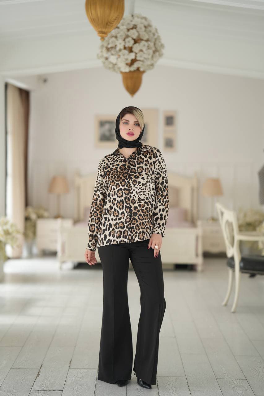 شومیز ساتن زارا پلنگی — تصویر ۳
