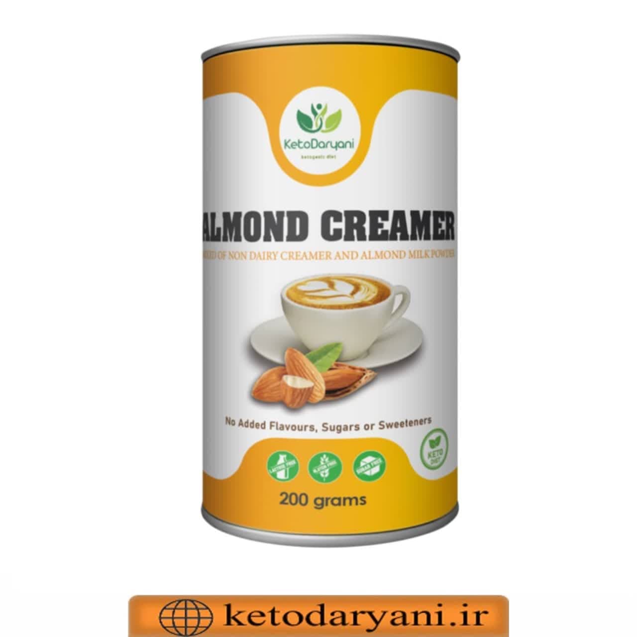 کریمر غیر لبنی کتوژنیک با پودر شیر بادام 200 گرمی — تصویر ۲