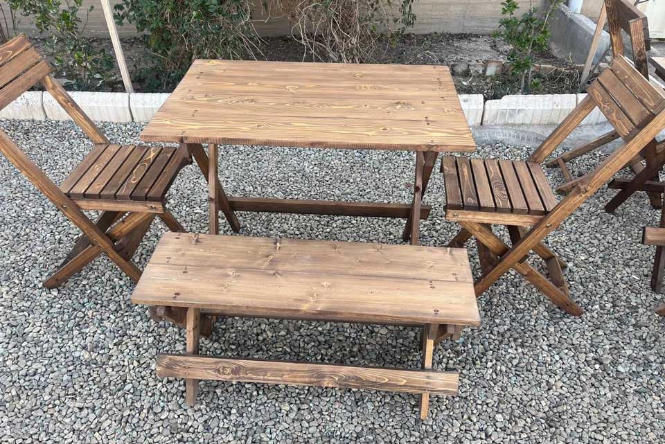 میز و صندلی تاشو چوبی چهار نفره ترکیبی ساده — تصویر ۲