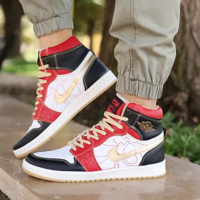 کتونی مردانه نایک ایر جردن 1 مشکی قرمز Air Jordan — تصویر ۳