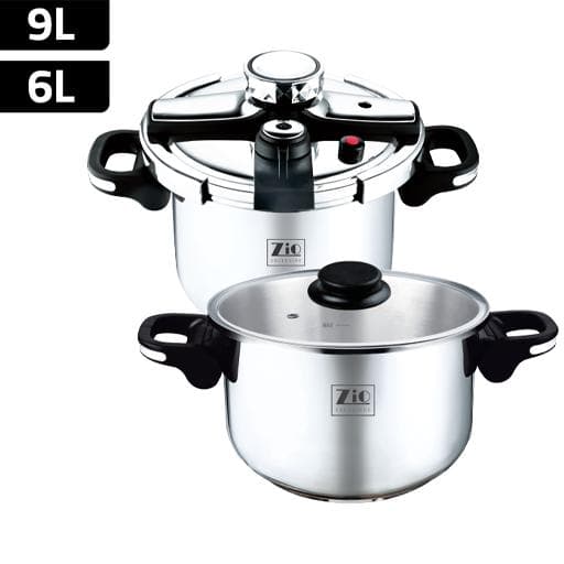 زودپز استیل زیو مدل ZPC-1655-09 با دو قابلمه 6 و 9 لیتری — تصویر ۳