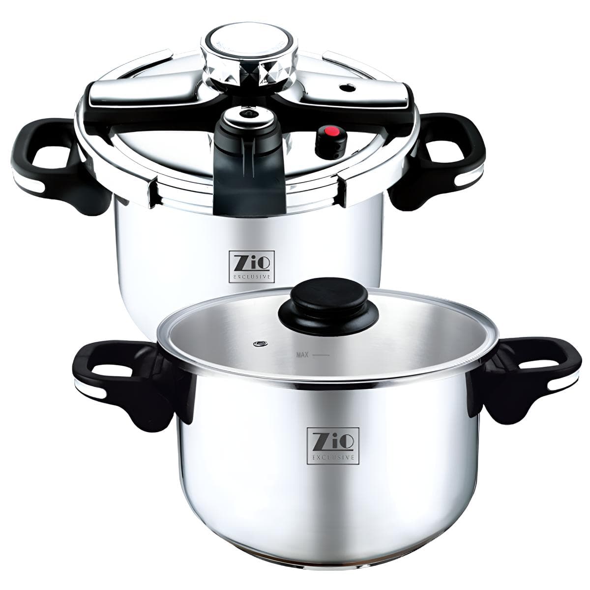 زودپز استیل زیو مدل ZPC-1655-09 با دو قابلمه 6 و 9 لیتری