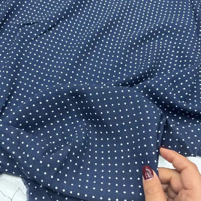 کرپ نخ گرم بالا خال خالی سورمه ای با خال سفید — تصویر ۲