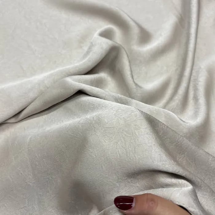 پارچه لیوسل سیلک تکسچر رنگ شیری — تصویر ۲