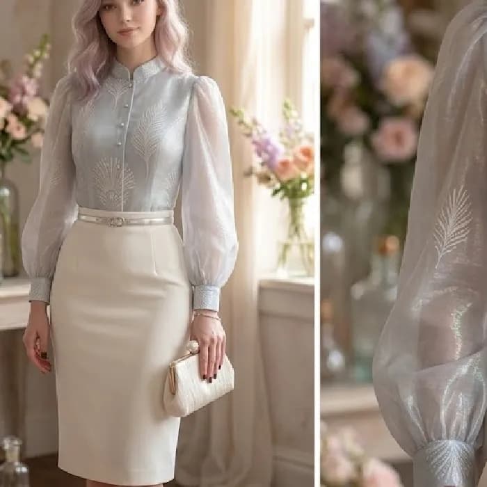 پارچه پری شیشه ای طرحدار رنگ آبی پاستلی — تصویر ۸