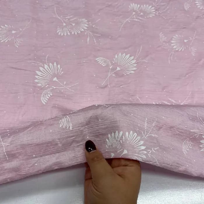 پارچه پری شیشه ای طرحدار رنگ صورتی پاستلی
