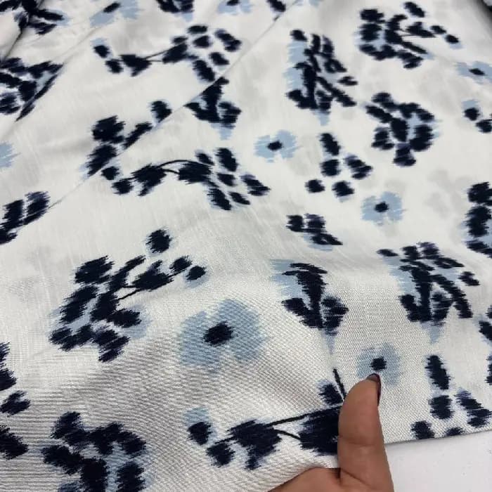 کرپ نخ گرم بالا طرحدار رنگ سورمه ای و آبی — تصویر ۴