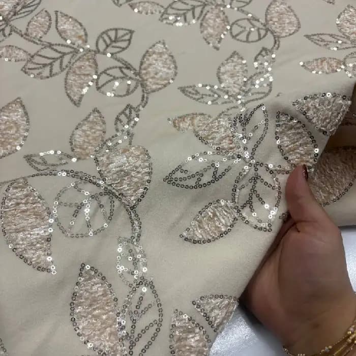 فوتر کره ای گلدوزی رنگ شیری — تصویر ۴